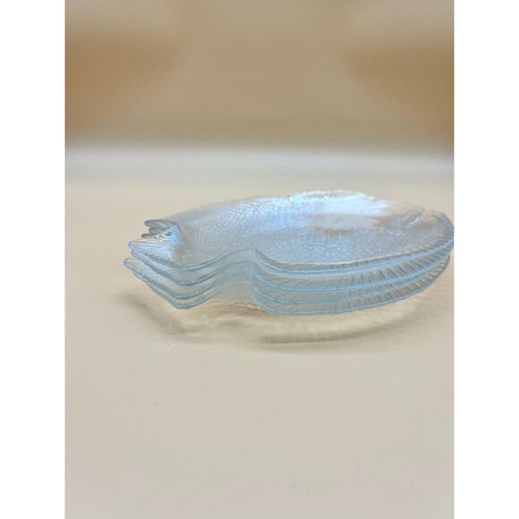 Arcoroc Clear Glass "Poisson" Fish Dinner 10” x 8” Plates Set of 4 - Picture 3 of 4